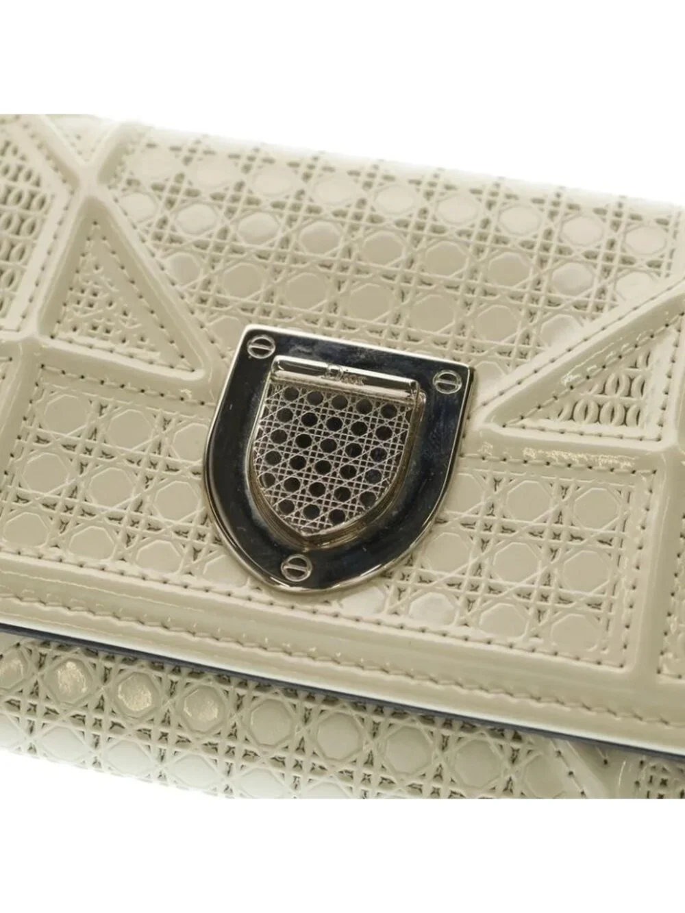 Dior Diorama Leather Trifold Wallet Compact White
